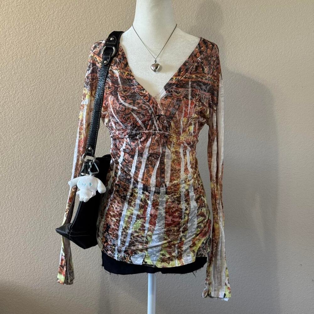 2000s multicolor v neck babydoll